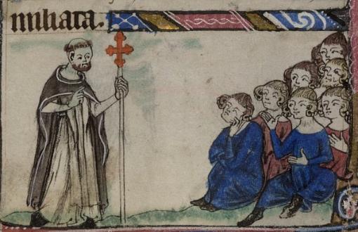 Dominikus, in: Book of Hours, Use of Sarum ('The Taymouth Hours'), England, S. E.? (London?), 2. Viertel des 14. Jh., f. 182v, British Library, London