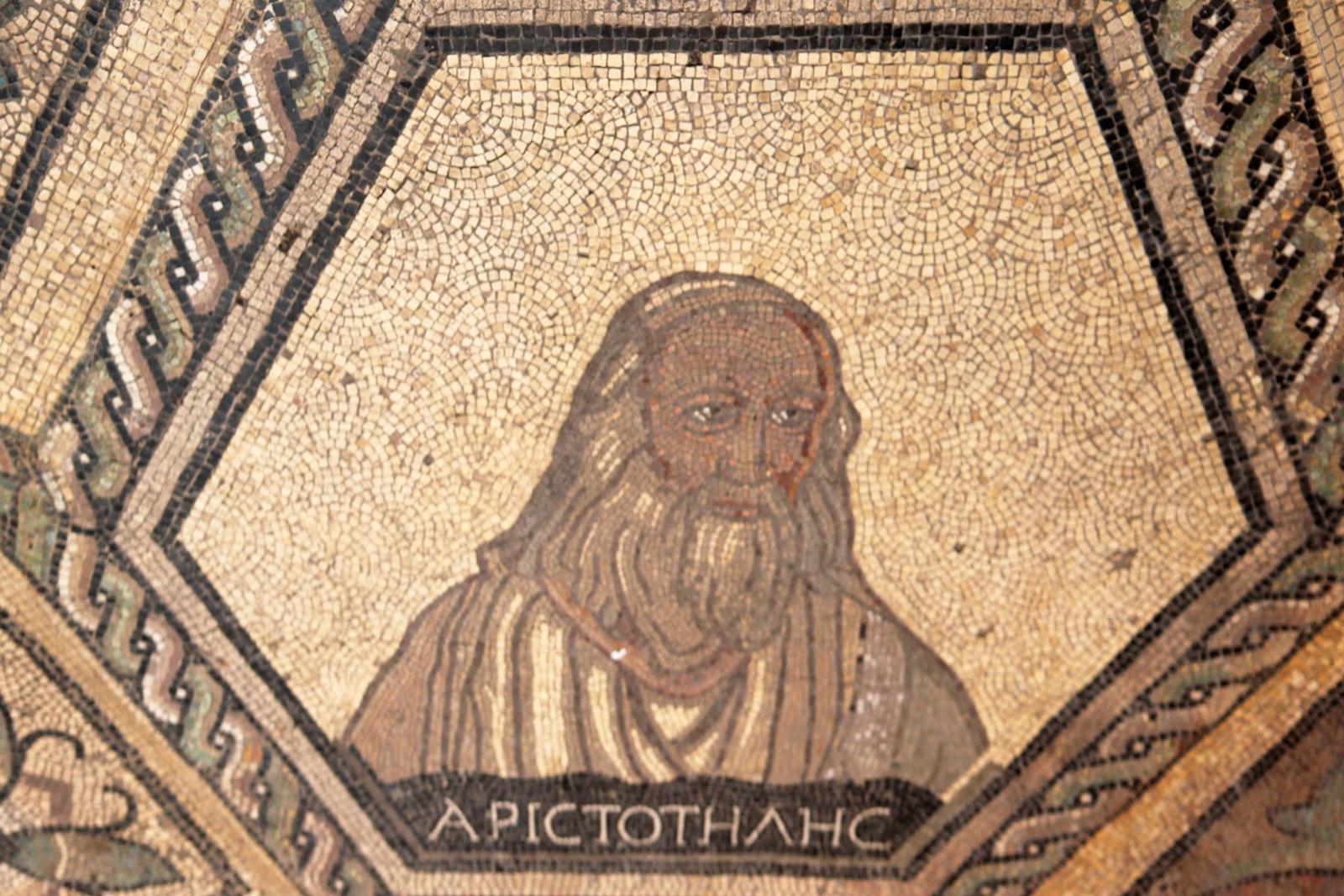 Aristoteles im Philosophenmosaik, Römisch-Germanisches Museum, Köln